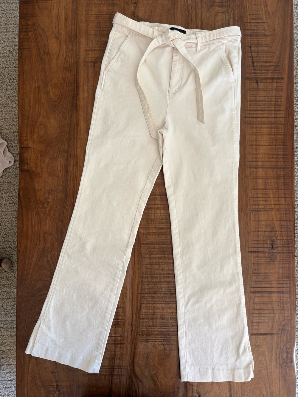 Ann Taylor Neutral White Tie-Waist Jeans “The Slim” size 10